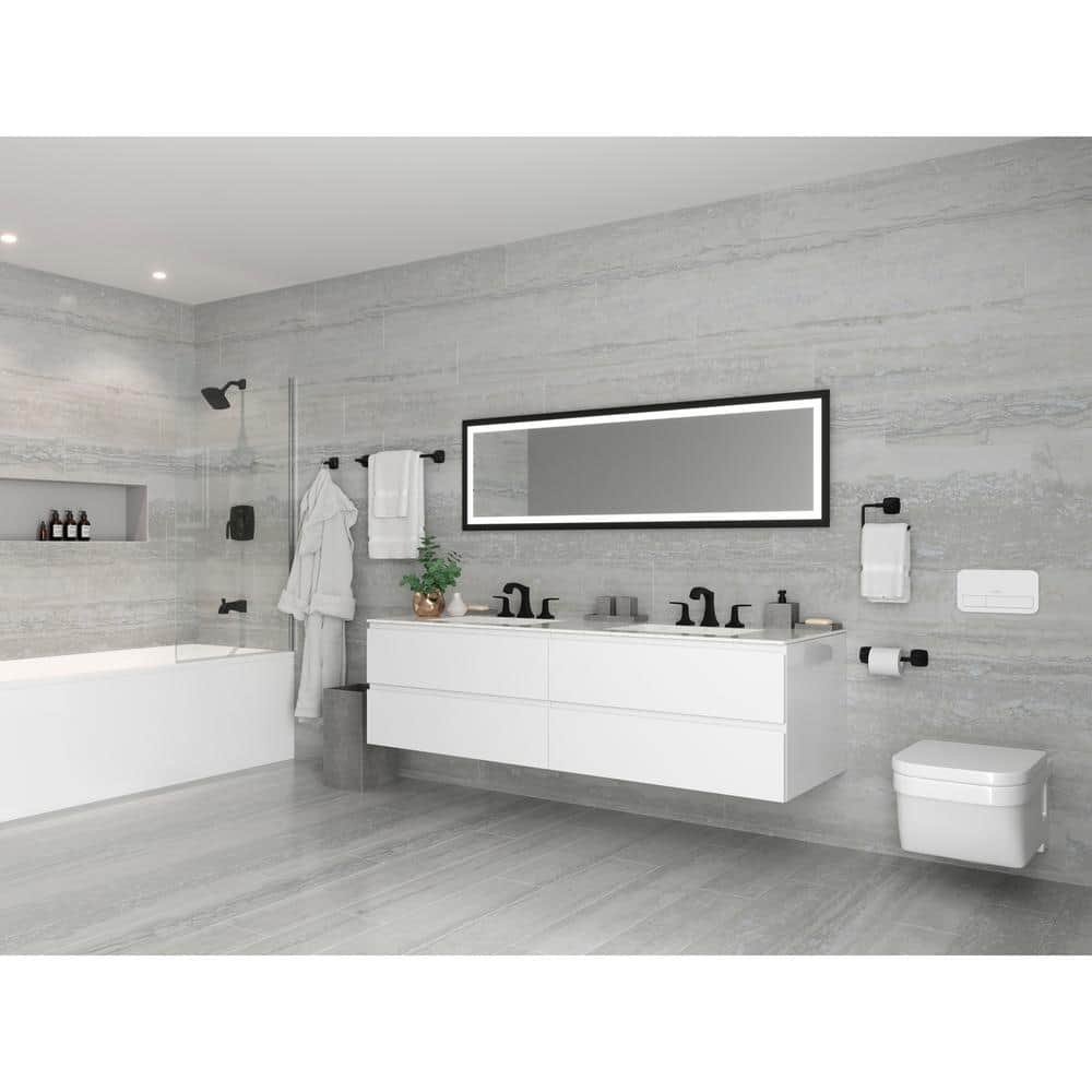 Matte Black Double Handle Widespread Bathroom Faucet