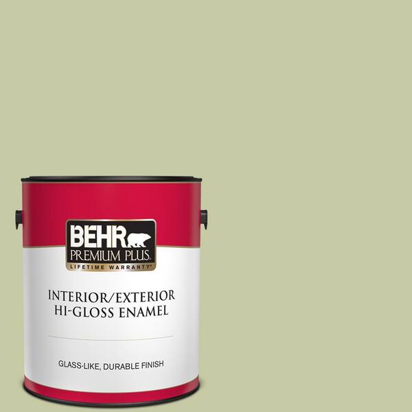 BEHR PREMIUM PLUS 1 gal. #M350-3 Sap Green Hi-Gloss Enamel Interior/Exterior Paint