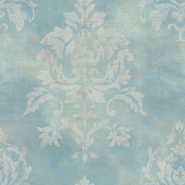 Chesapeake Asha Aquamarine Lotus Damask Wallpaper