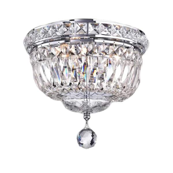 Warehouse of Tiffany Sedguwa 13 in. 3-Light Indoor Chrome Flush Mount Pendant Ceiling Light with Light Kit