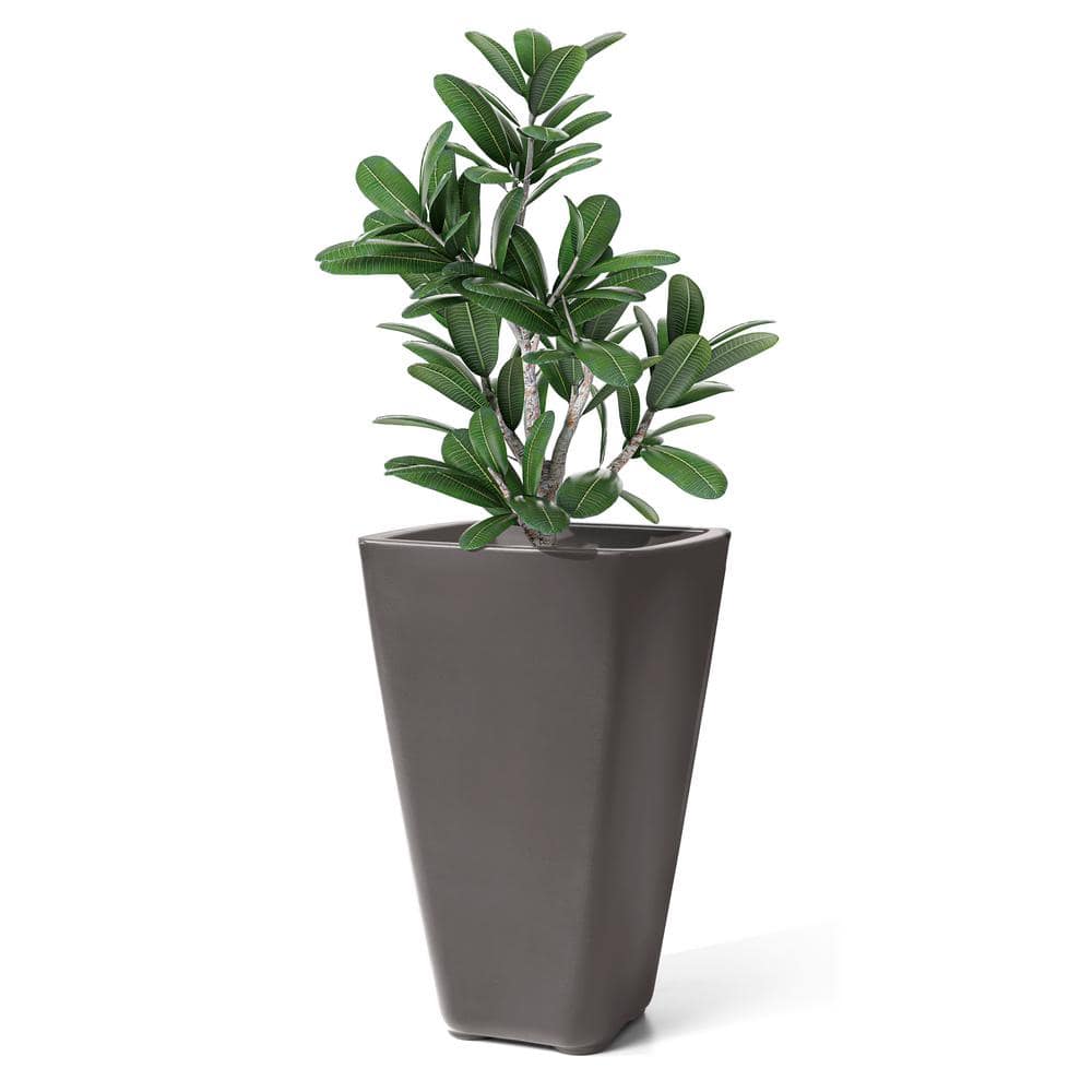 Bridgeview Dark Cedar Square Tapered Self-Watering Planter, 32 Gallon