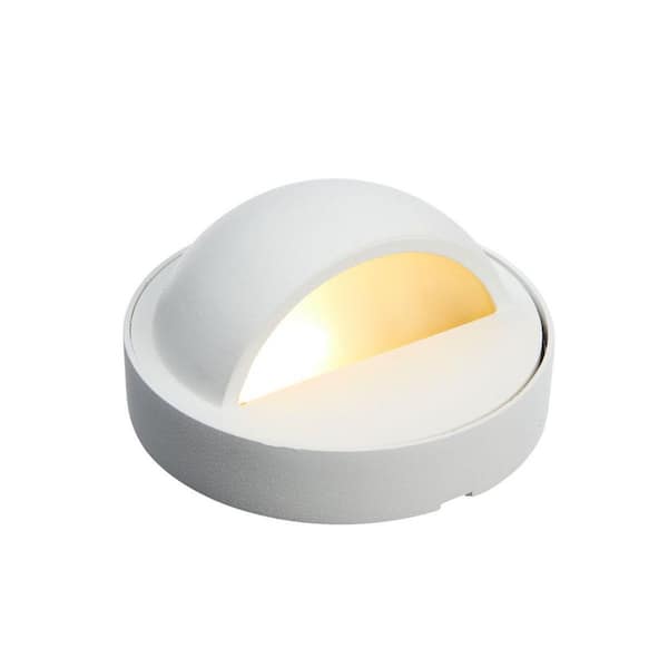 Hardwired White Brass Deck Rail Light with 3W LED Bulb