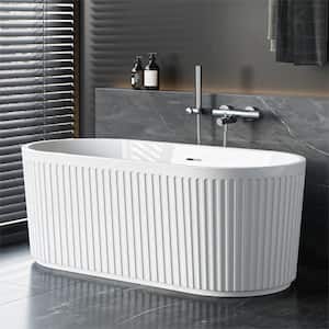 67 in. x 31.5 in. Soaking Acrylic Flatbottom Freestanding Bathtub in White