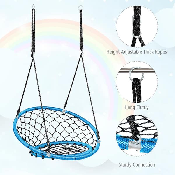 Costway Spider Web Chair Swing w/ Adjustable Hanging Ropes Kids Play - Blue
