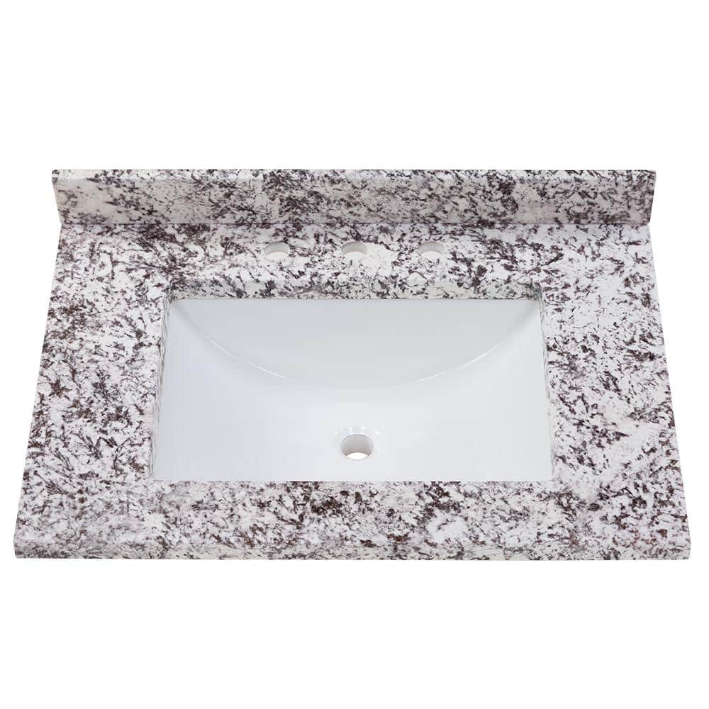 Home Decorators Collection 31 in. Stone Effect Vanity Top in Bianco Antico with White Sink