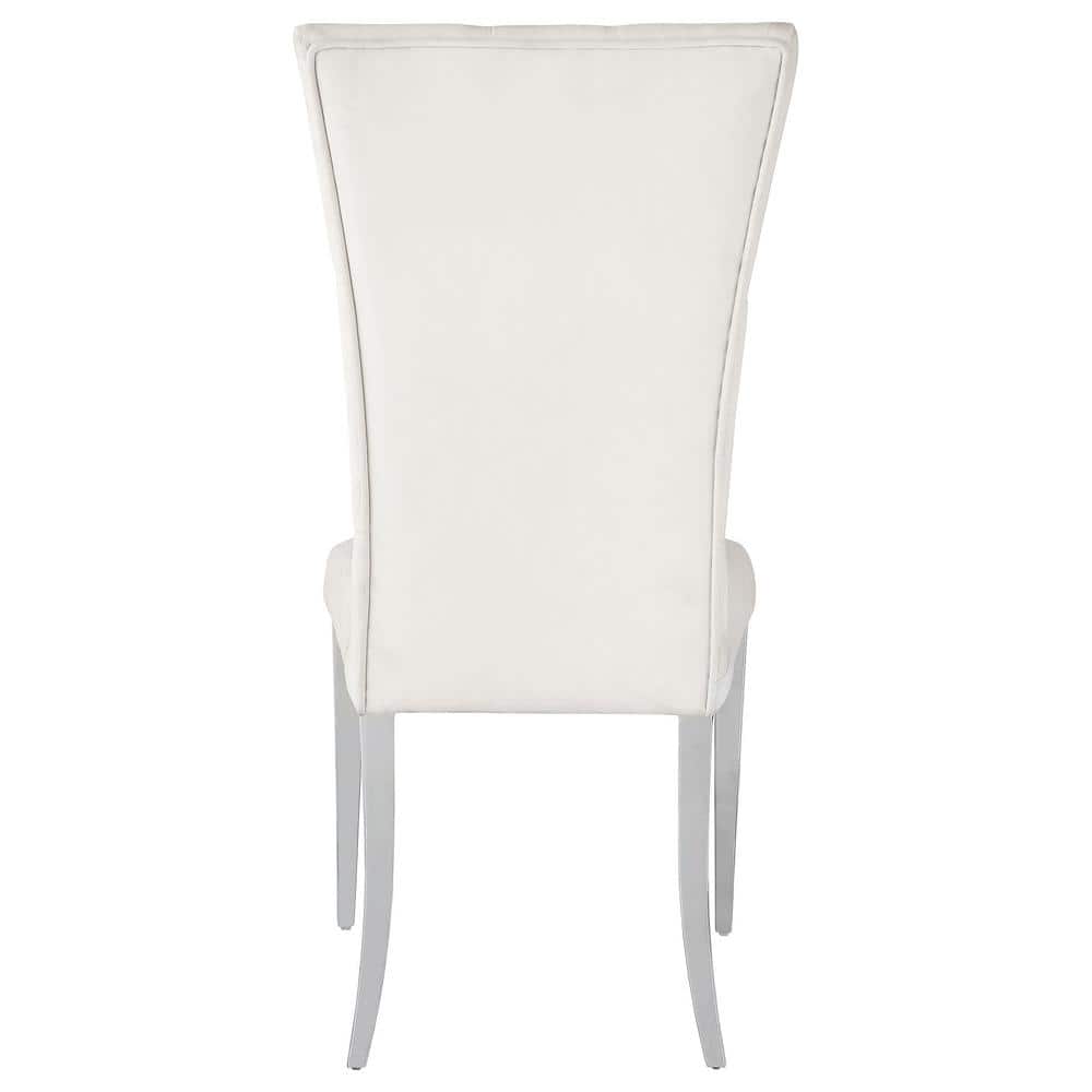 Parsons White Velvet Side Chair with Polished Chrome Legs