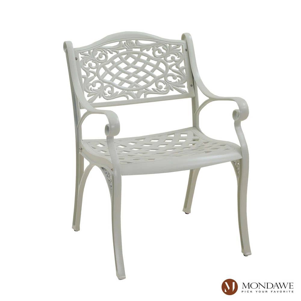 White Cast Aluminum Outdoor Patio European Carving Dining Chair Set of 2 price history on PriceWatchPro