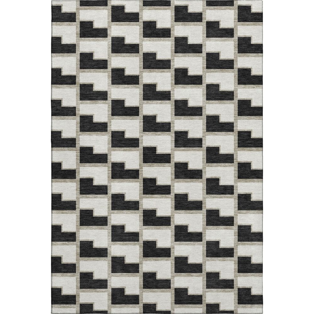 Mayfield Premium Machine Washable Abstract AMF2416 Black 8 ft. x 10 ft. Area Rug price history on PriceWatchPro