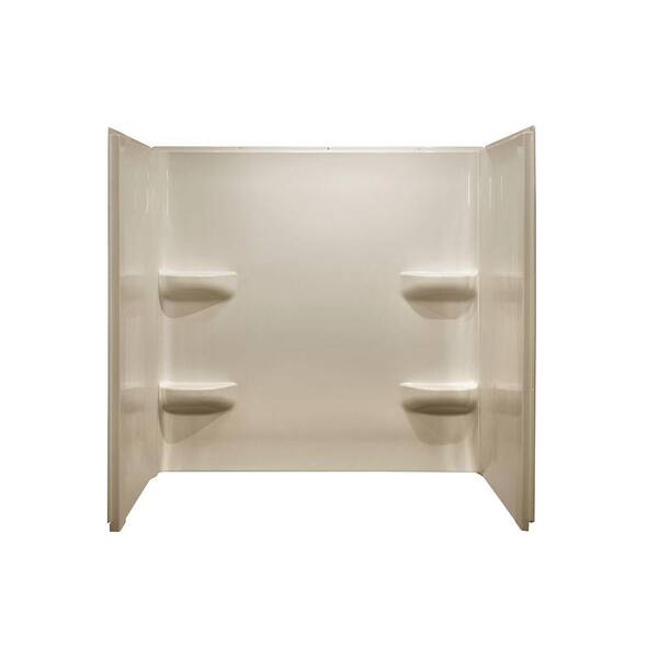 Lyons Industries Elite 27 in. x 54 in. x 59 in. 3-Piece Direct-to-Stud Tub Wall Kit in Almond