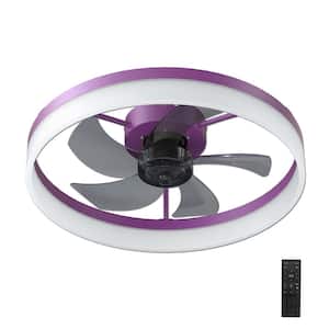 Dusen 20 in. LED Indoor Purple Ceiling Fan Light with Remote