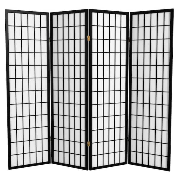Oriental Furniture 5 ft. Black 4-Panel Room Divider