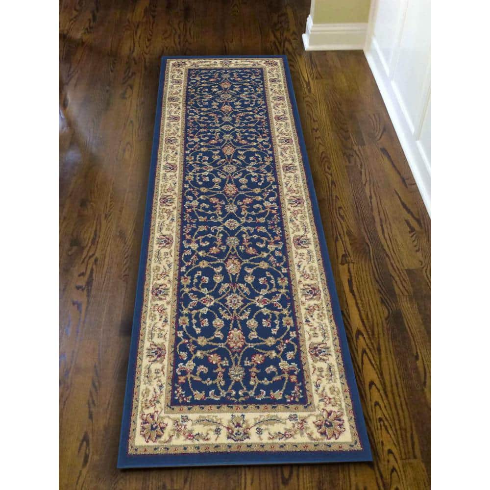 Como Navy Blue Traditional Rectangular Area Rug 2x8