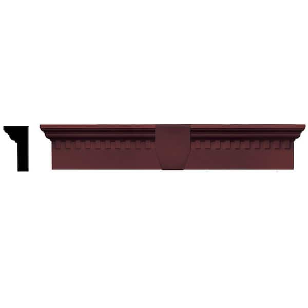 Builders Edge 2-5/8 in. x 6 in. x 33-5/8 in. Composite Classic Dentil Window Header with Keystone in 167 Bordeaux Red