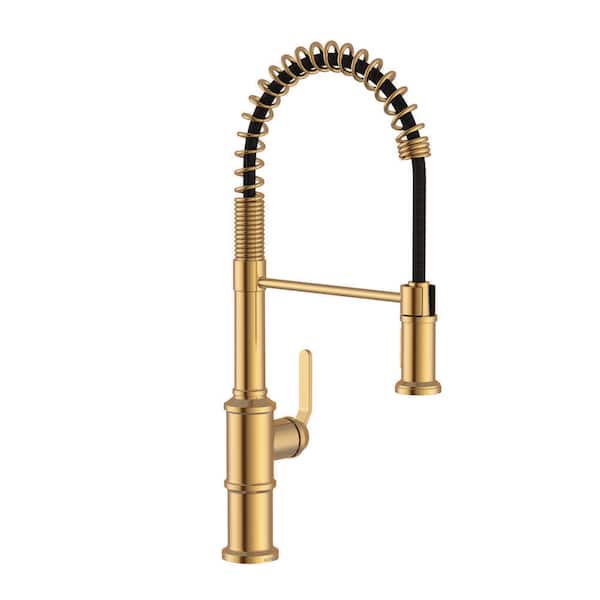Kinzie Brushed Bronze 22 in. Single Handle Pre-Rinse Spring Pull Down Sprayer Kitchen Faucet with 360-degree Swivel