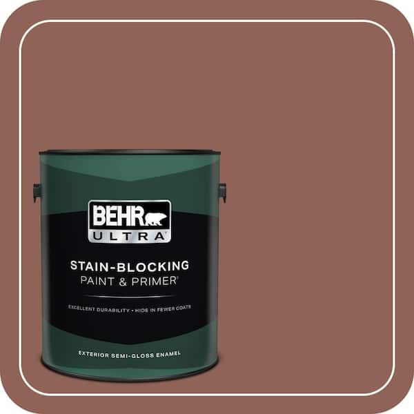 BEHR ULTRA 1 gal. #BXC-57 Raw Sienna Semi-Gloss Enamel Exterior Paint & Primer