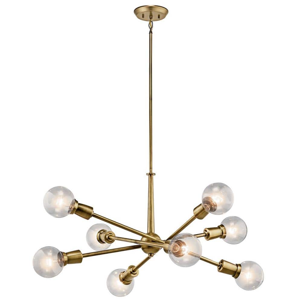 Modern Brass 30" Sputnik Chandelier with Adjustable Arms