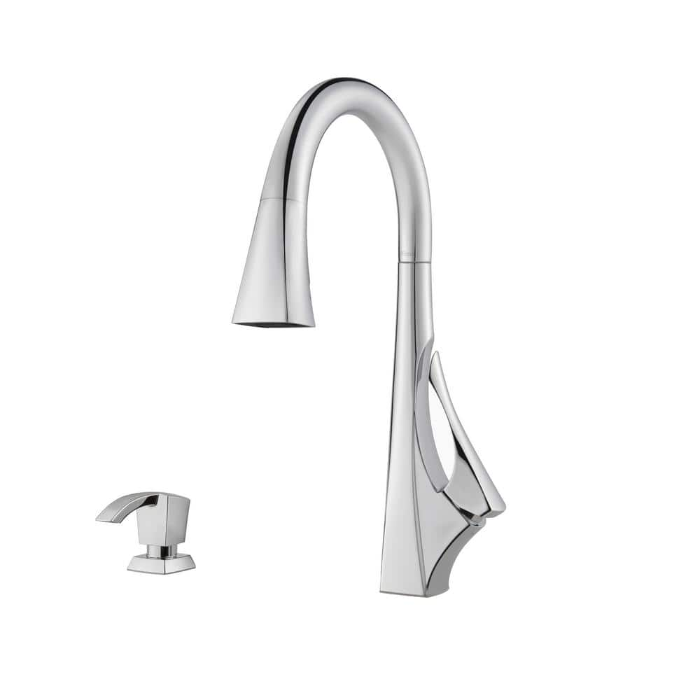 Pfister Venturi Single Handle Pull Down Sprayer Kitchen Faucet With Soap Dispenser In Polished 