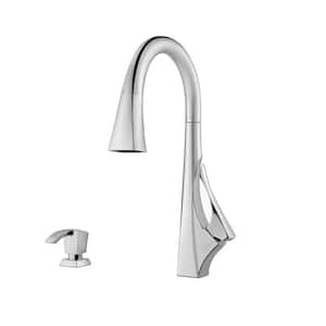 Venturi Single-Handle Pull-Down Sprayer Kitchen Faucet with Soap Dispenser in Polished Chrome