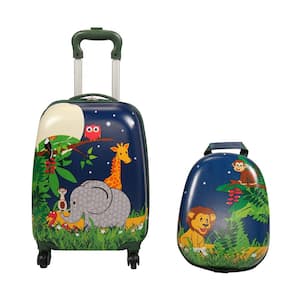 2-Piece Kids Luggage 18 in. Set Giraffe Pattern Navy Blue