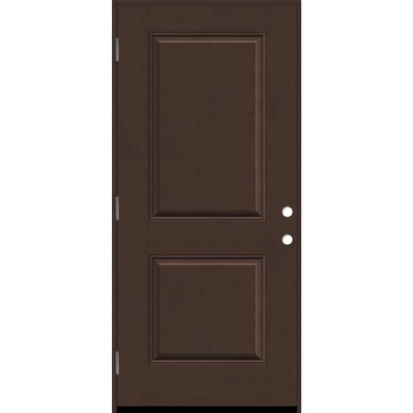 Steves & Sons Regency 36 in. x 80 in. 2P Square Top RHOS Chestnut Stain Fiberglass Prehung Front Door with 4-9/16 Jamb