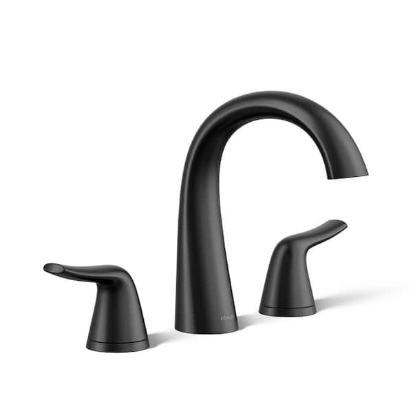 KOHLER Easmor 8 in. Widespread Double Handle Bathroom Faucet in Matte Black