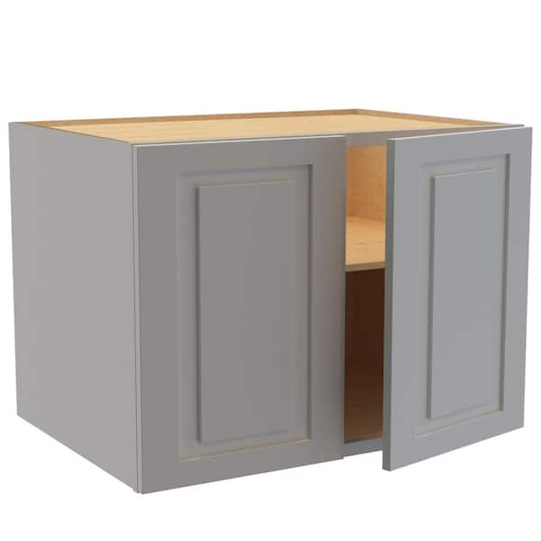 Home Decorators Collection Grayson 33 in. W x 24 in. D x 24 in. H Assembled Plywood Wall Bridge Kitchen Cabinet in Pearl Gray with Soft Close