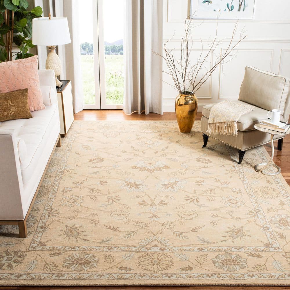 Wyndham 7 ft. x 7 ft. Light Gold Floral Oriental Square Area Rug price history on PriceWatchPro