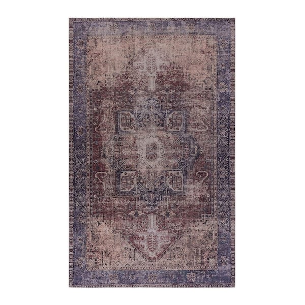 6 X 9 Burgundy Abstract Washable Area Rug for Bedroom, Living Room, Dining Room