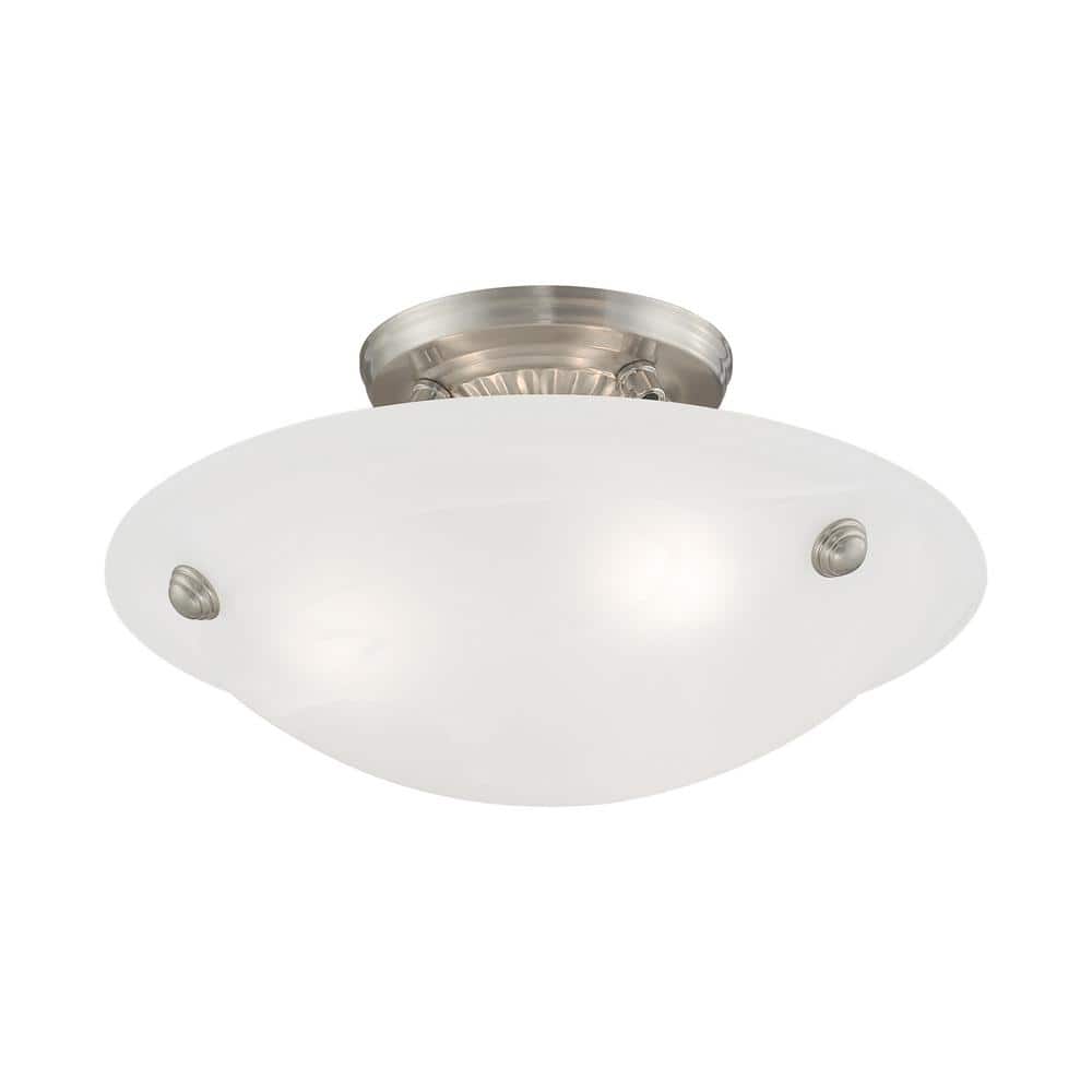 Elegant Brushed Nickel 3-Light Flush Mount with White Alabaster Glass