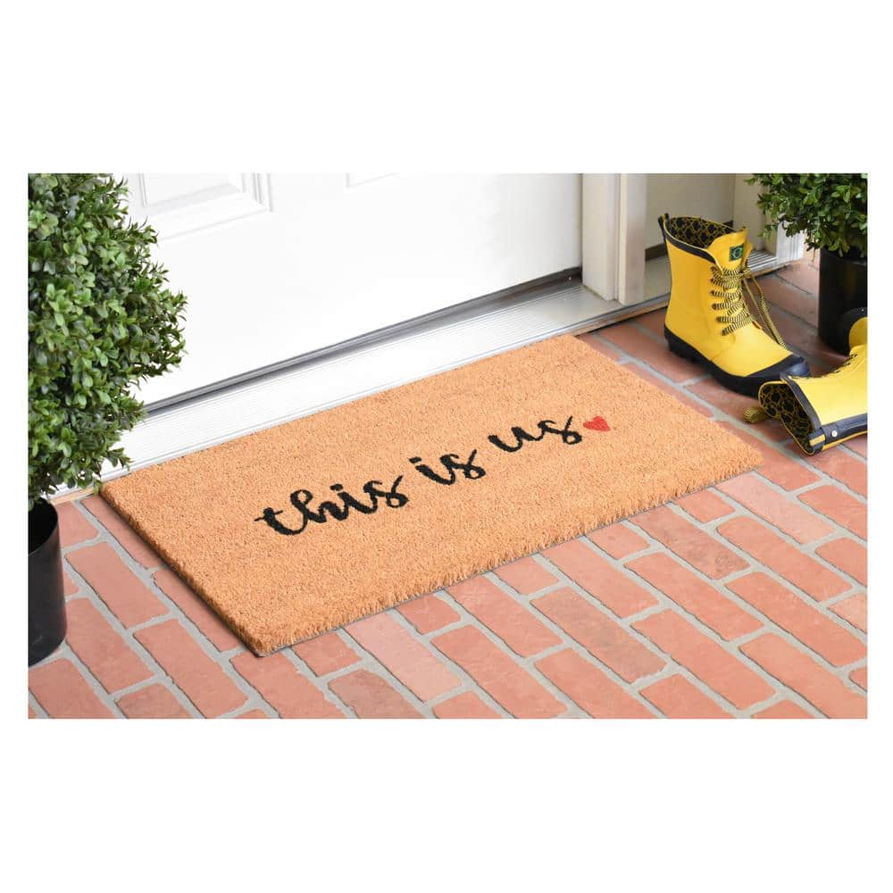 Natural Coir 'This is Us' Doormat with Vinyl Backing