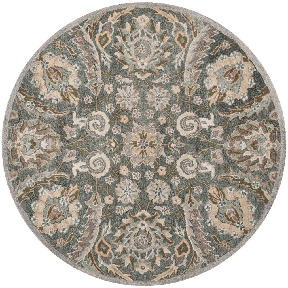 SAFAVIEH Bella Gray/Multi 5 ft. x 5 ft. Round Floral Area Rug BEL923B