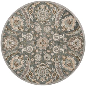 Bella Gray/Multi 5 ft. x 5 ft. Round Floral Area Rug
