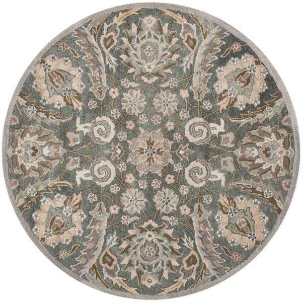 SAFAVIEH Bella Gray/Multi 5 ft. x 5 ft. Round Floral Area Rug