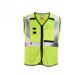 Arc-Rated/Flame-Resistant Small/Medium Yellow Mesh Class 2 High Visibility Safety Vest with 10-Pockets