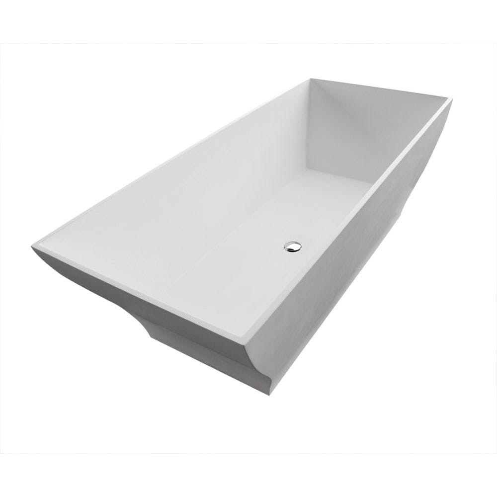 Kayenge Series 71 in. x 32 in. Flat Bottom Solid Surface Freestanding Soaki