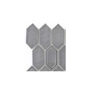 Take Home Tile Sample - Caldera Charcoal 4 in. x 4 in. Hexagon Gloss Glass Mosaic