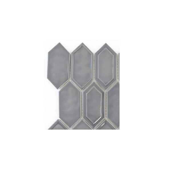 Jeffrey Court Take Home Tile Sample - Caldera Charcoal 4 in. x 4 in. Hexagon Gloss Glass Mosaic