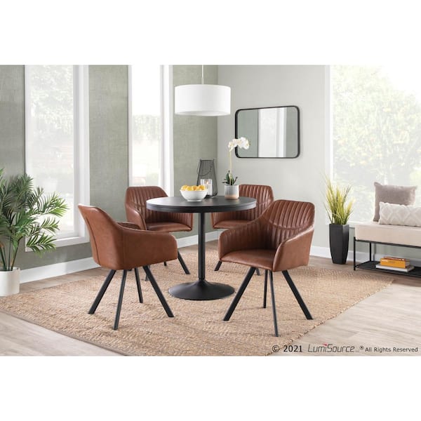 Lumisource Clubhouse Pleated Brown Faux Leather Chair Set of 2