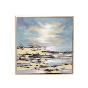 1- Panel Geode Landscape Framed Wall Art with Gold Frame 39 in. x 39 in.