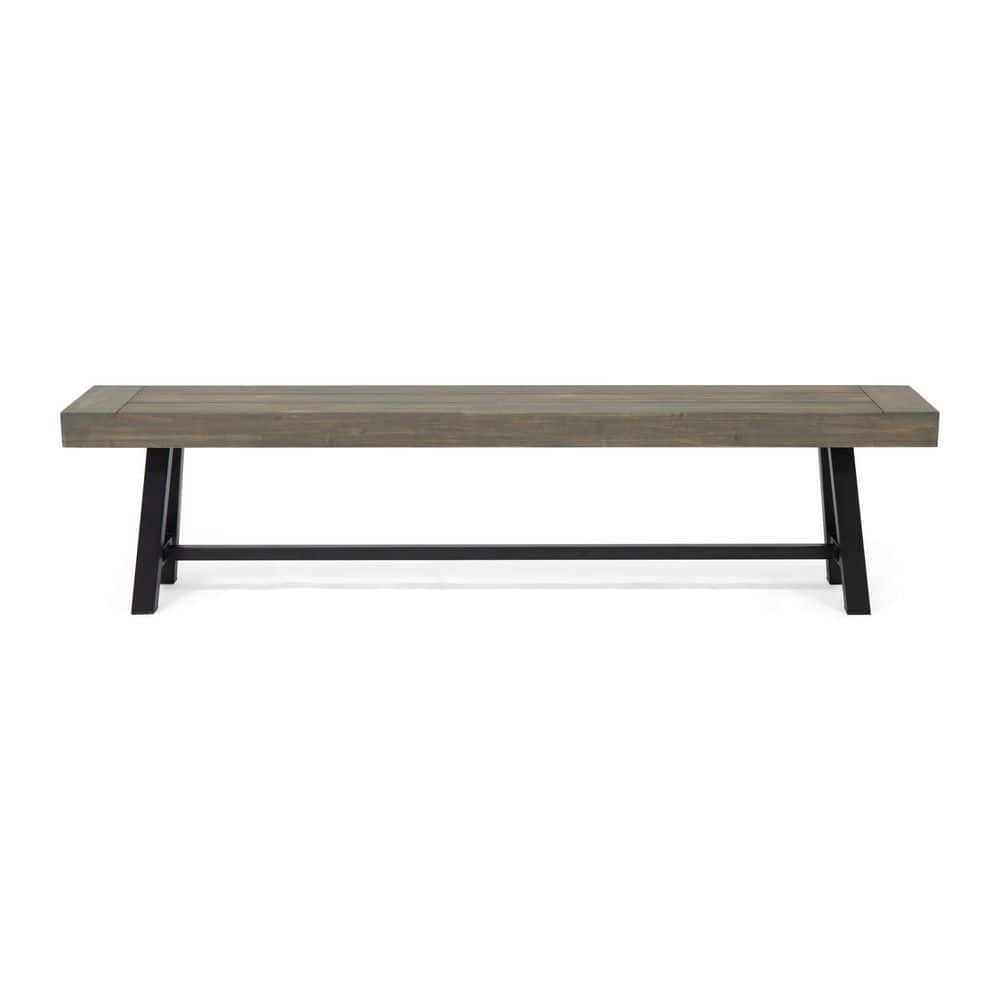 VAMOP Outdoor Patio Bench 74.00 in. W Grey Acacia Wood with Rustic ...