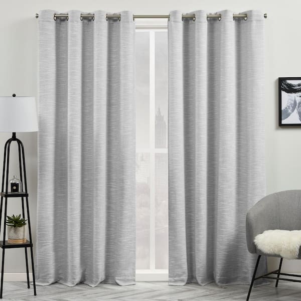 EXCLUSIVE HOME Somers Grey Textured Light Filtering Grommet Top Curtain, 54 in. W x 84 in. L (Set of 2)