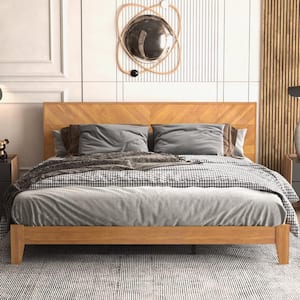 Weiss Amber Walnut Red Wood Frame King Platform Bed With Headboard