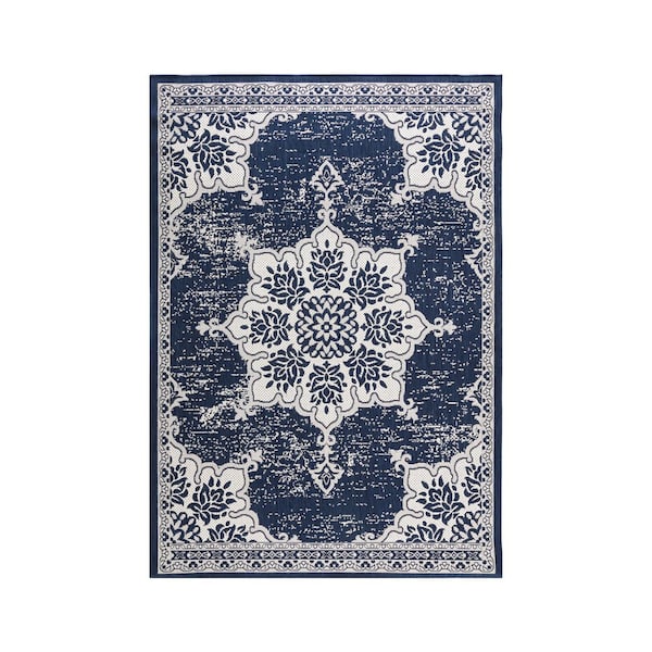 MH LONDON Astral Navy 5 ft. x 8 ft. Indoor/Outdoor Area Rug