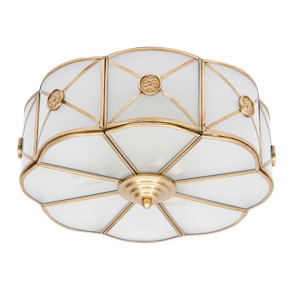 OUKANING 13.78 in. 3-Light Gold Modern Flower Shaped Flush Mount