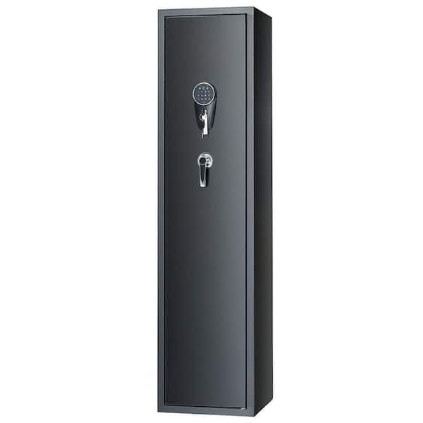 6-Rifles Safe, Fingerprint and Digital Keypad Lock, Storage Cabinet with Removable Shelf, Built-in Locker for Pistols
