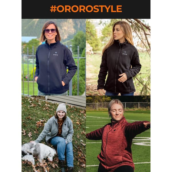 ORORO Women's Large Gray 7.38-Volt Lithium-Ion Heated Fleece Vest