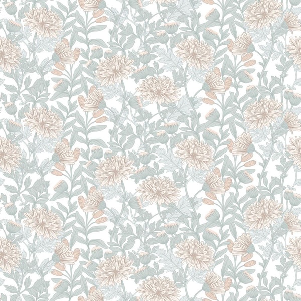 Floral Sonata Beige and Green Wallpaper Roll