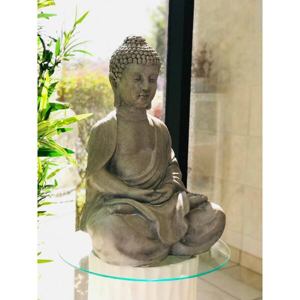 Kante 25.6 H Natural Concrete/Fiberglass Indoor Outdoor Sitting Meditating Zen Buddha Statue