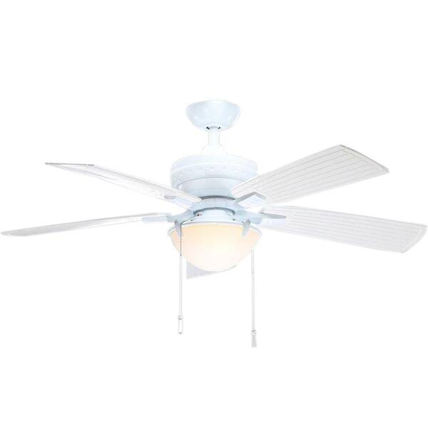 Hampton Bay Four Winds 54 in. Indoor/Outdoor White Ceiling Fan with Light Kit