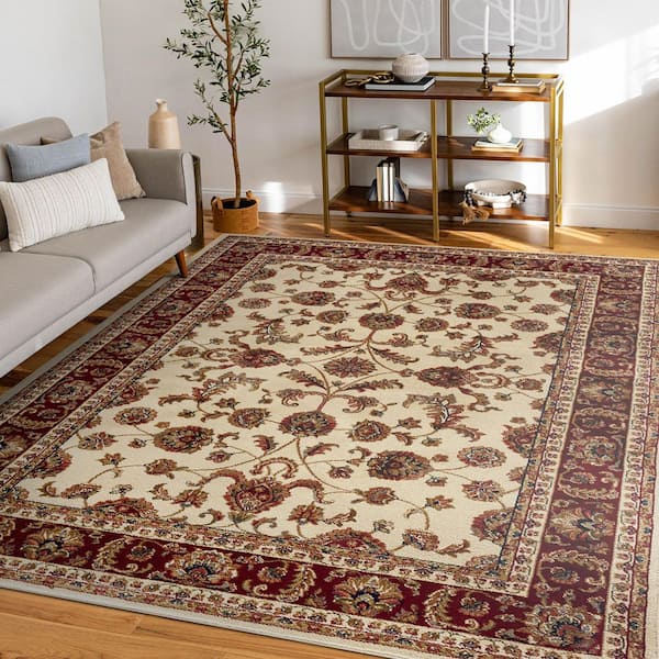 Sensation Border Ivory 7 ft. x 10 ft. Indoor Area Rug